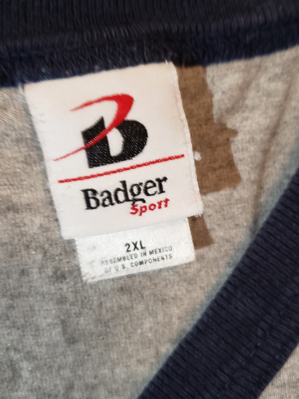 Louisville Slugger Men's Gray & Navy Long Sleeve Baseball Tee. 2xl. Cotton - Picture 4 of 4